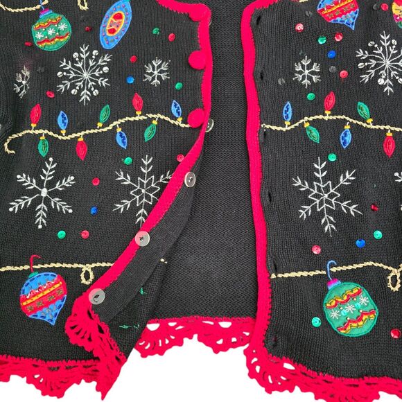 NutCracker Vintage Ugly Christmas Sweater Womens Size Medium Shoulder Pads - Picture 3 of 10